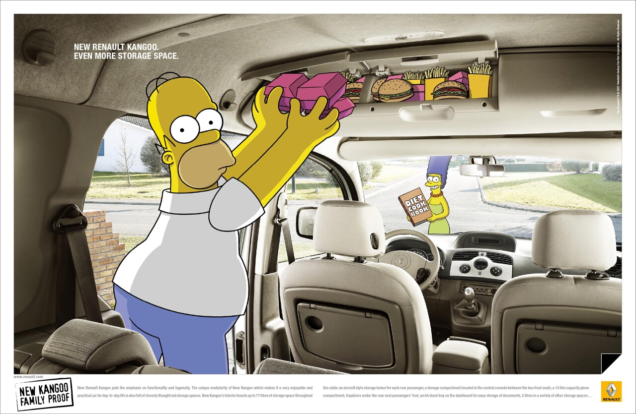 Homer v autě Renault
